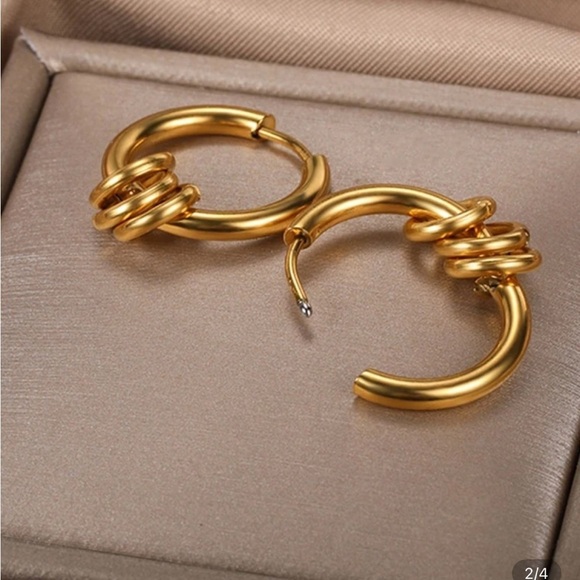 Anthropologie Gold ring Hoop Earrings - Picture 2 of 4